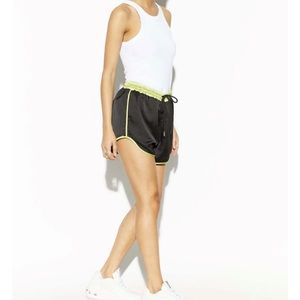Apparis Noir/Sulphur Vegan Silk Black and Green Athletic Track Shorts Size XXS